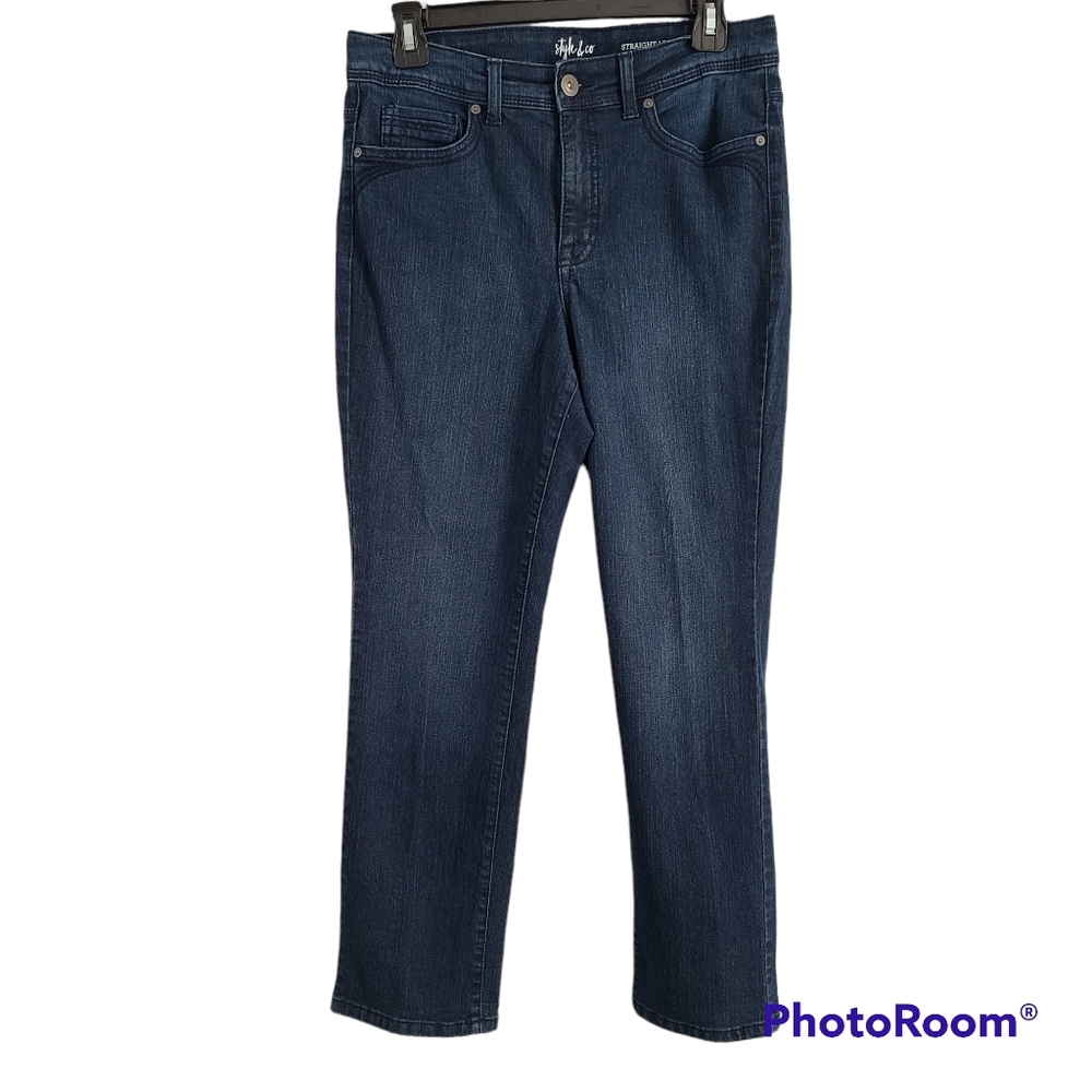 Style & Co straight leg women's jeans dark wash size 8 preowned